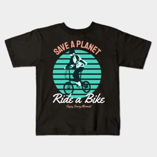 save a planet  ride a bike Kids T-Shirt